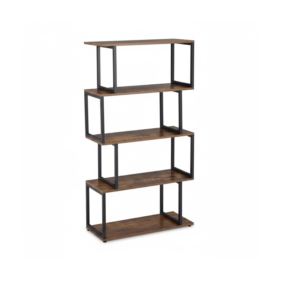Relaxdays Bücherregal im Industrial Design aus MDF und Stahl in Braun und Schwarz, B: 136 cm, H: 73 cm, T: 30 cm - Bild 2