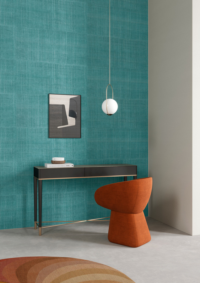 Arte International Tapete Katan Silk in Aqua Blau Modernes Design - Bild 1