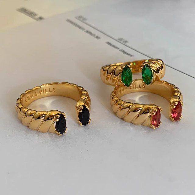 Foxanry Verlobungsringe, Goldfarben, Zirkonia, Damen - Bild 1