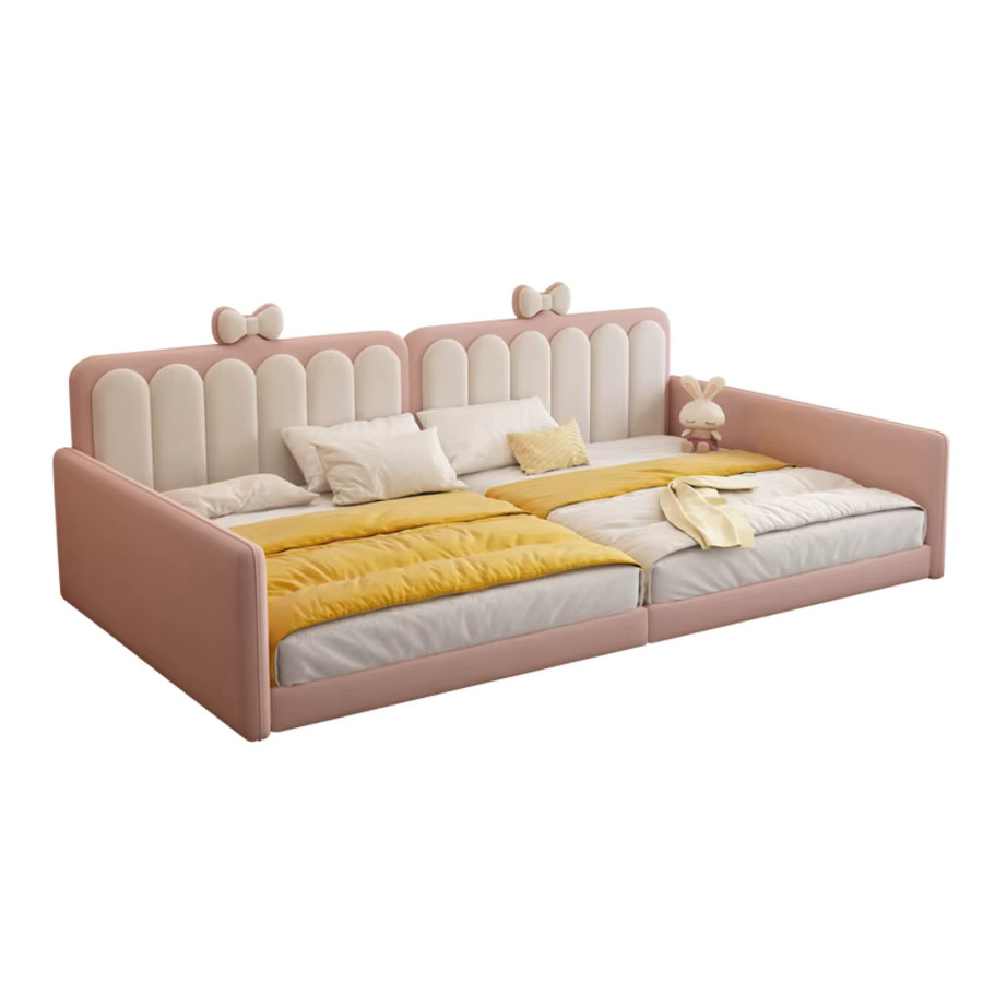 MDUG Bett für Teenager-Mädchen in Pink mit ästhetischem Doppel-Kopfteil und luxuriösem Rahmen - Bild 2