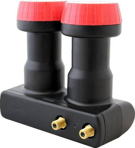 MegaSat Diavolo Twin-LNB Monoblock mit 40 mm Feedaufnahme und vergoldeten Anschlüssen in Schwarz-Rot - Bild 1