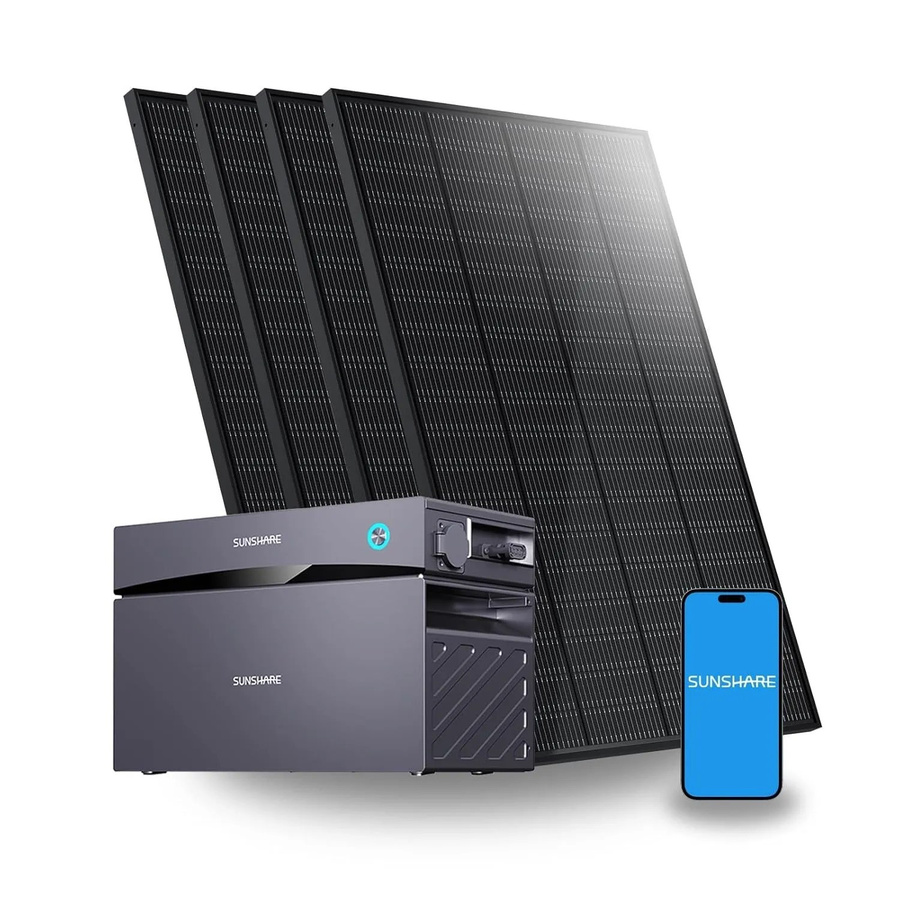 SUNSHARE Glory Balkonkraftwerk Set in Schwarz mit 1,5 kWh Speicher und 1200W Ray Solarpanels - Bild 2