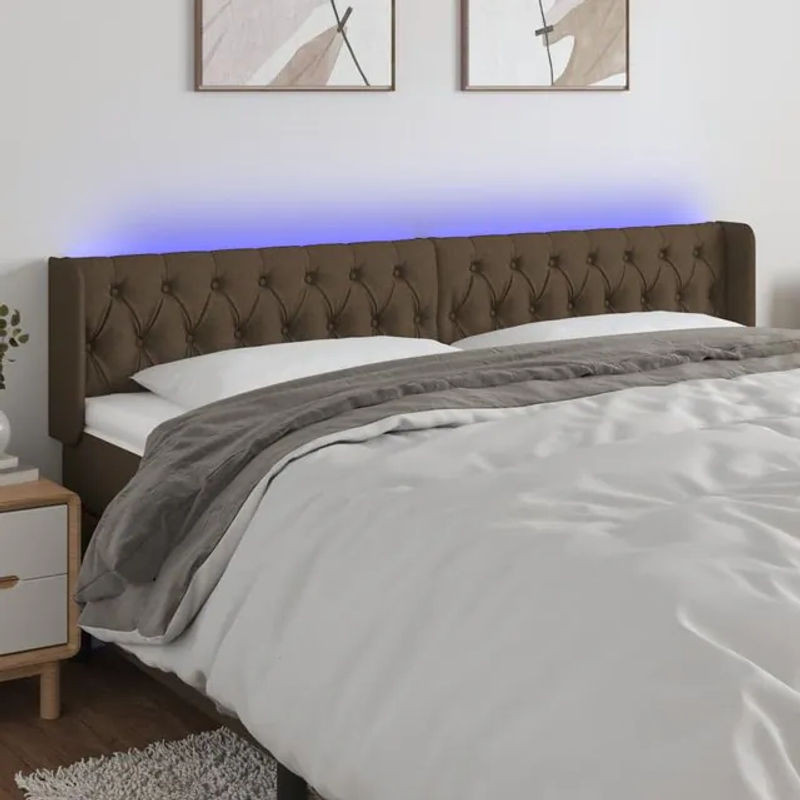 Vidaxl Bettkopfteil mit LED in Dunkelbraun aus Stoff, B/H: 183 x 78/88 cm, Tiefe: 16 cm - Bild 1