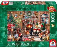 Schmidt Spiele Puzzle Gemütliche Weihnachten mit Weihnachtsmann und Hundewelpen, Bunt/Mehrfarbig, 1000 Teile - Bild 1