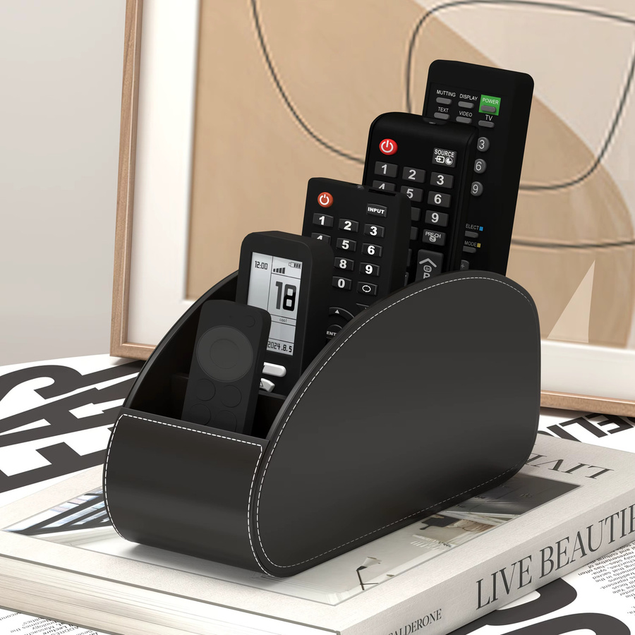 YOCITY Multifunktionaler 5-Fächer Desktop-Organizer aus Kunststoff in Weiß für Fernbedienungen, Kosmetik und Bürobedarf - Bild 2