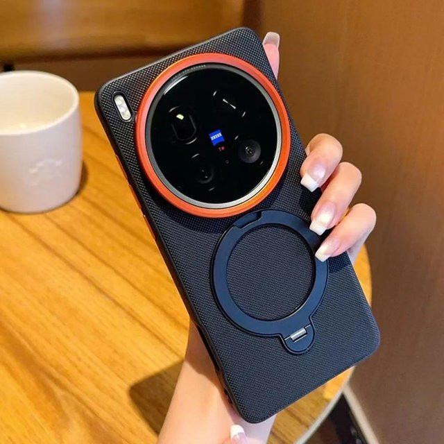 Magnetische Vivo Handyhülle mit Diamanttextur und 360° Matt Ringständer, stoßfeste Abdeckung für Vivo X200 Pro, X200 Ultra, X200s, X100s und X300 Pro Mini - Bild 1