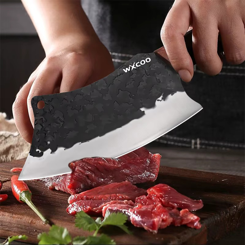 WXCOO Handgeschmiedetes Metzgermesser aus Edelstahl mit Holzgriff als Fleischbeil und Entbeinungsmesser für Fisch und Fleisch - Bild 4