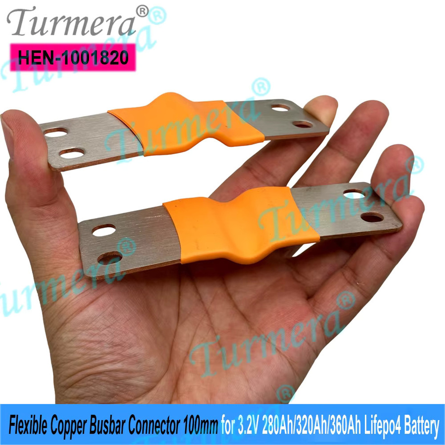 Turmera Flexibler Kupfer-Stromschienenverbinder in Gold für LiFePO4 Batterien DIY, 2mm Dicke, 100mm Abstand - Bild 2