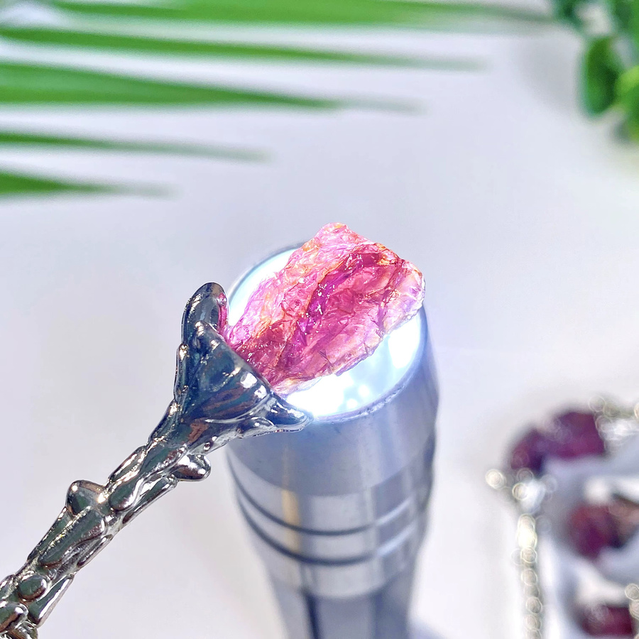 Granat-Löffel aus roten Naturkristallen und Metall für DIY-Mosaikkunst und Handwerk - Bild 4