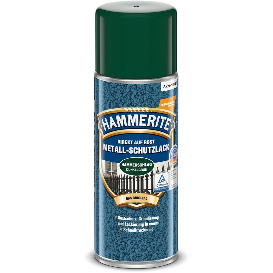 Hammerite Metall-Schutzlack Spray Dunkelgrün Hammerschlag 400 ml - Bild 2