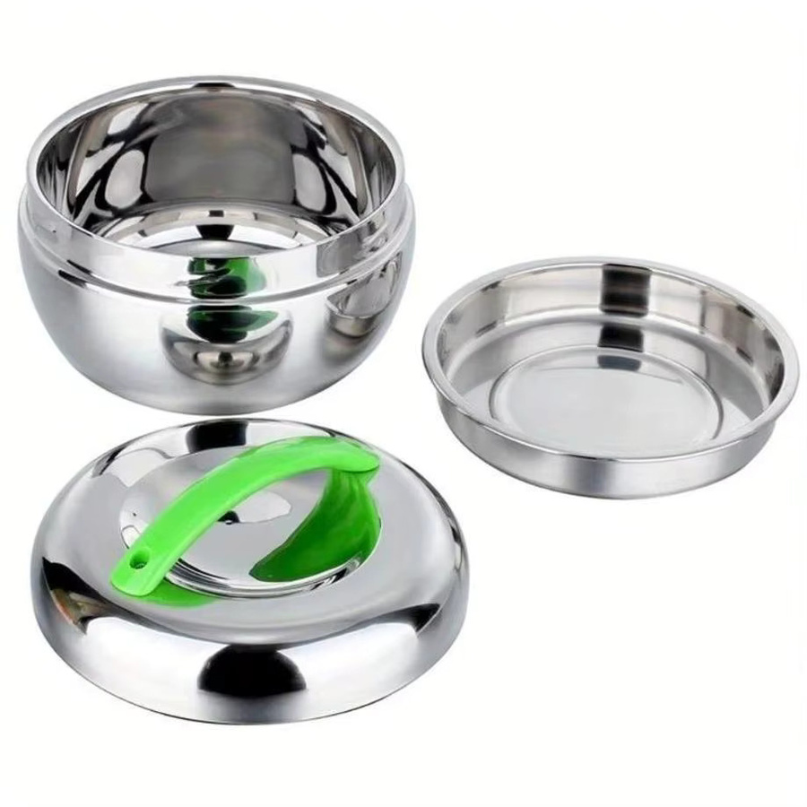 Apple Lunch Box aus Edelstahl mit Unterteilungen und isoliertem Deckel, Silber/Grün - Bild 2