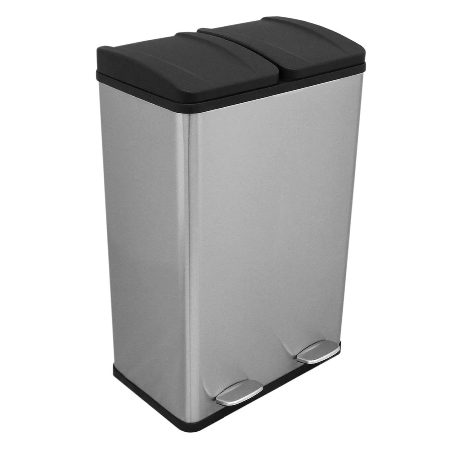 Monstershop Doppel-Tretmülleimer aus Edelstahl in Silber mit 60l Fassungsvermögen und herausnehmbarem Inneneimer - Bild 2