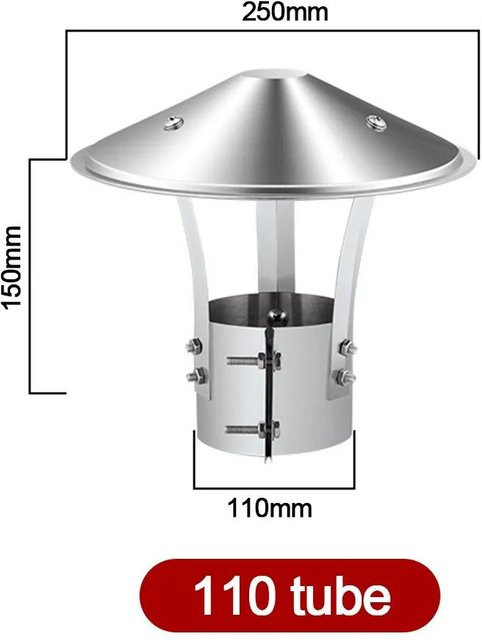 YULIN Belüftete Regenhaube aus Edelstahl in Silber für Außenwand, Luftauslass und Schornstein, Durchmesser: 75-160 mm - Bild 1