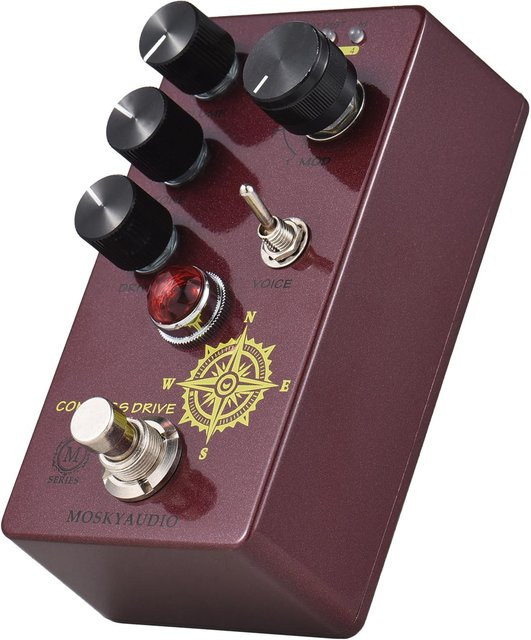 MOSKY Overdrive Gitarreneffektpedal mit 4 Modi und Reglern für Lautstärke, Ton und Drive in Rot - Bild 1