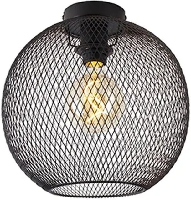 QAZQA Moderne Deckenleuchte Mesh Ball in Schwarz aus Metall mit E27 Fassung, Durchmesser: 30 cm - Bild 1