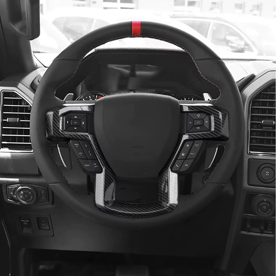 Lenkrad Verkleidung Aufkleber Abdeckung für Ford Raptor F150 2015-2019 in Schwarz - Bild 1