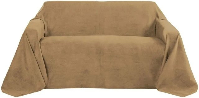 Beautissu Romantica Tagesdecke in Wildleder-Optik, Hellbraun, B/B: 210 x 280 cm - Bild 1