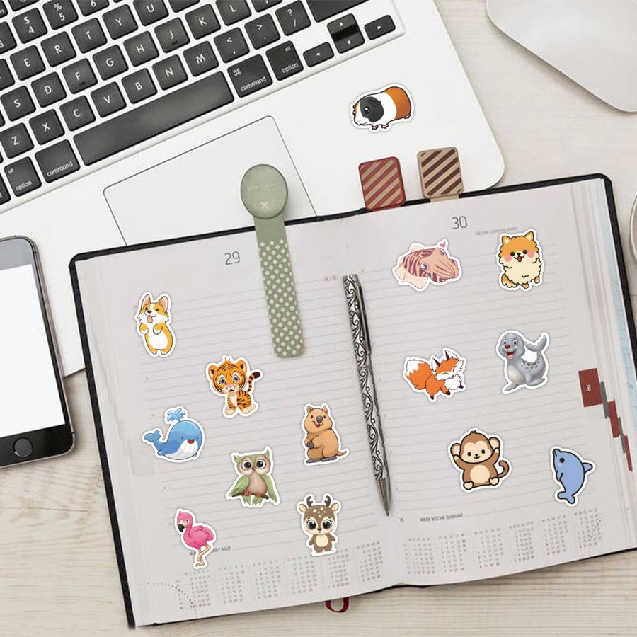 120 Wasserdichte Cartoon Kleine Tiere Doodle Aufkleber in Multicolour für Koffer, Notizbücher und Skateboards - Bild 2
