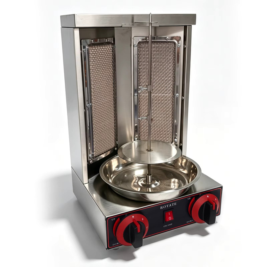 Podofo LPG Gas-Vertikalgrill mit 2 Infrarot-Brennern und 360-Grad-Drehfunktion aus Edelstahl in Silber - Bild 8