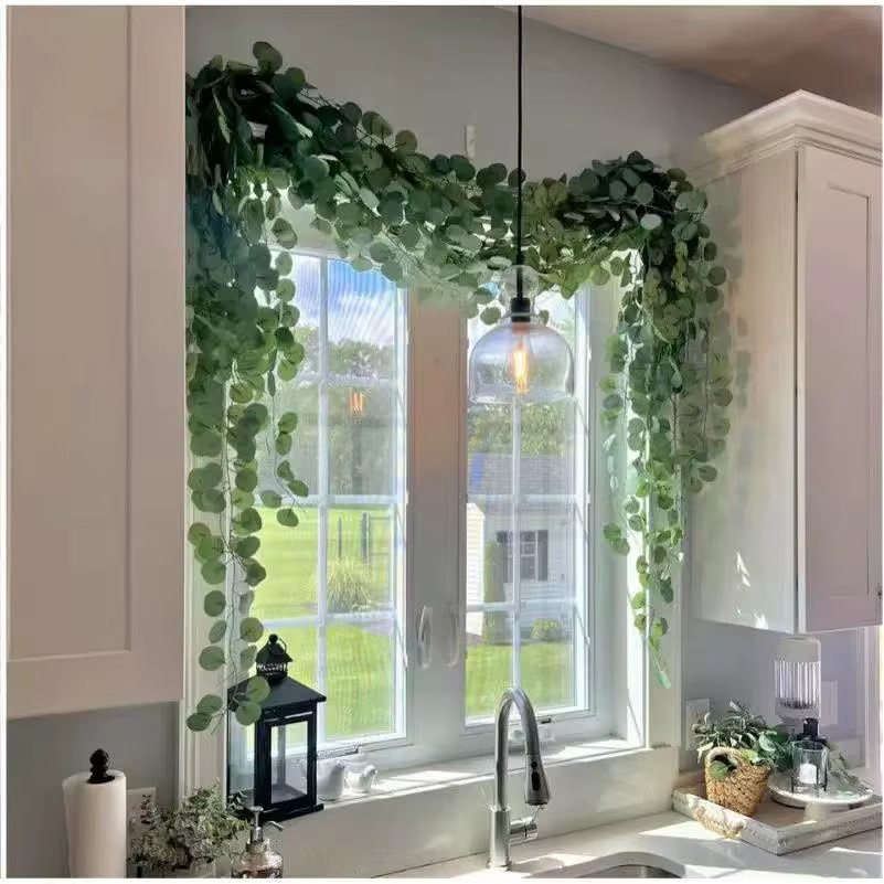 Runtowo 3er Set künstliche Eukalyptus-Girlande in Grün, 220 cm hängende Eukalyptusblätter für Hochzeitsdekoration und Boho-Floristik - Bild 2