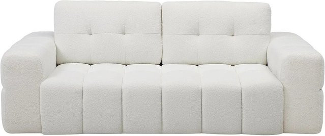 Vente-unique Sofa Sopelana Weiß, gepolstert mit Armlehnen, Breite: 200 cm - Bild 1