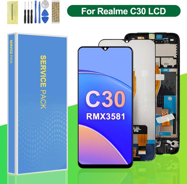 LCD-Display Touchscreen mit Rahmen für Oppo Realme C30 RMX3581 RMX3623 in Schwarz, 6.5 Zoll - Bild 1