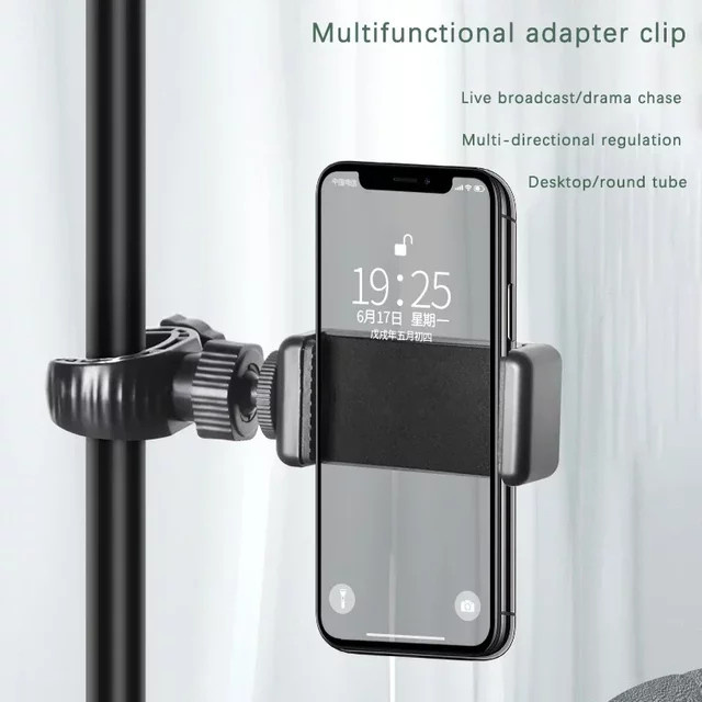VIKEFON 360 Grad Rotations Telefonhalterung mit einstellbarer Spiralklemme für Smartphones von 5 bis 6 Zoll, Schwarz - Bild 1