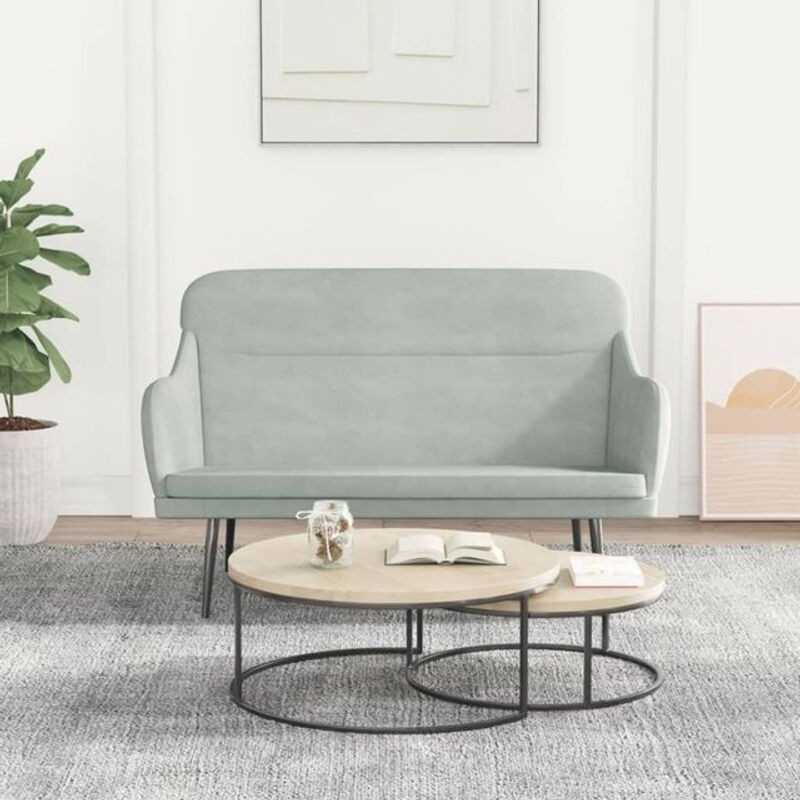 Vidaxl Sitzbank mit Rückenlehne aus Samt und Metall in Grau, B/T/H: 110 x 76 x 80 cm - Bild 1