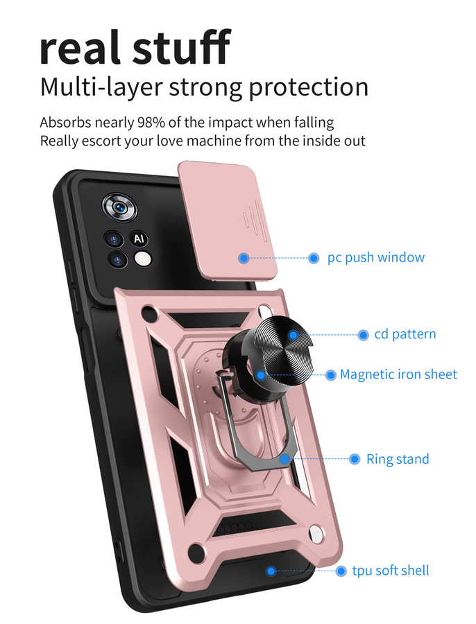 Stoßfeste Schutzhülle für Xiaomi Poco X4 Pro 5G mit Kameraschutz in Rot oder Pink - Bild 6