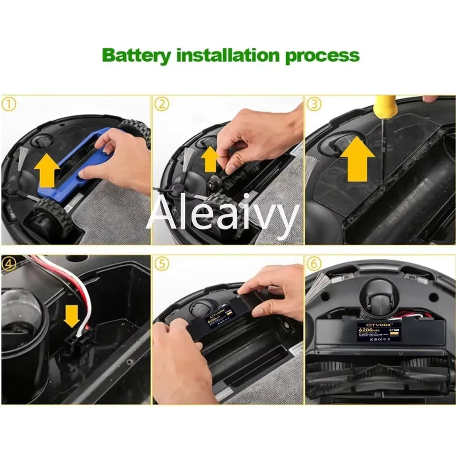 Aleaivy Ersatzakku 3500 mAh 14,4 V Schwarz für Mi Robot Vacuum-Mop 2S STYTJ02YM und Xiaomi Mijia LDS Staubsauger - Bild 6