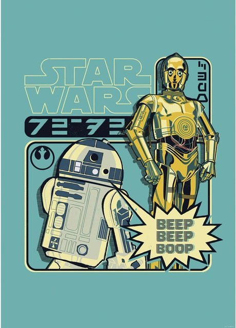 Komar Wandbild Star Wars Beep Boop in Blau, Breite: 50 cm, Höhe: 70 cm - Bild 1