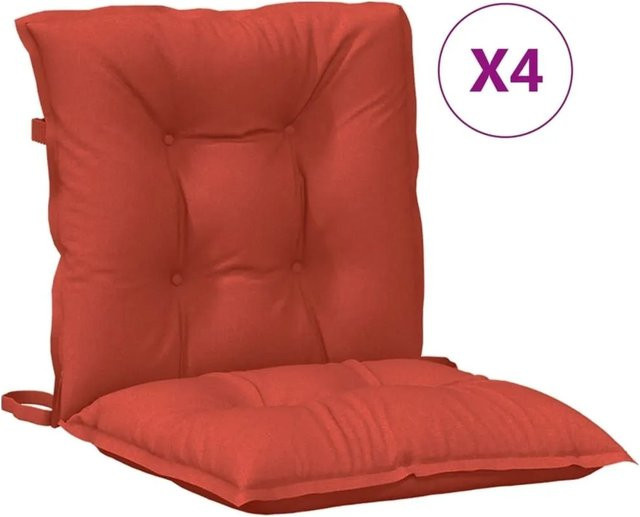 vidaXL Niedriglehner-Auflagen 4er-Set Melange Rot aus Polyester, B/T/H: 100 x 50 x 7 cm - Bild 1