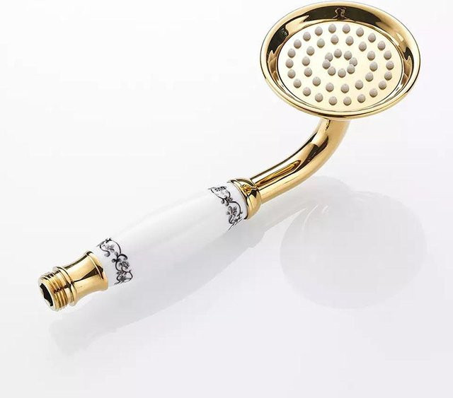 XMSJ Regendusche Set mit Handbrause und Ständer aus Keramik in Gold, Rund und Wassersparend - Bild 1