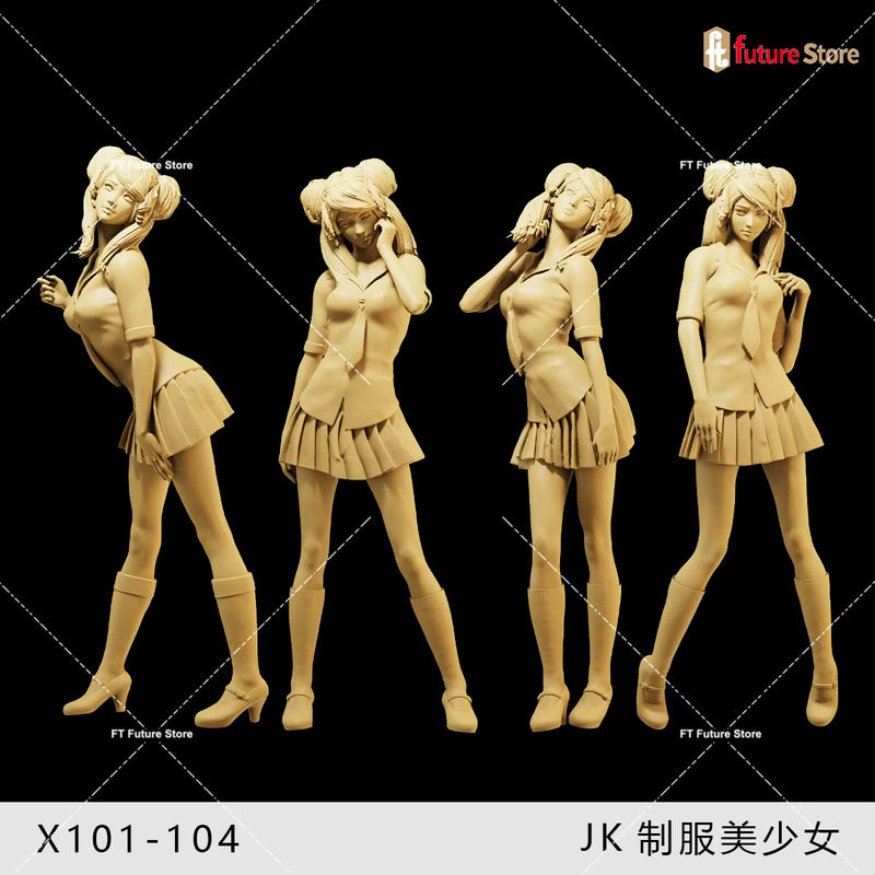 MAK Modische Mädchen Uniform Figur in Beige für Diorama und Miniatur-Szenen (1/64, 1/43, 1/35) - Bild 2