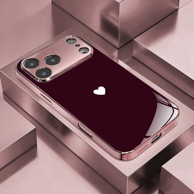 Handyhülle aus gehärtetem Glas mit rotem Liebesmuster für iPhone 11 bis iPhone 18 Pro Max Plus und 17 Air 17E - Bild 1