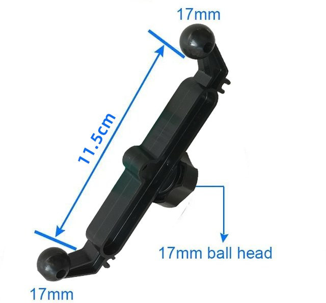 TEEQ Universeller 17-mm-Kugelkopf-Autotelefonhalter mit verlängertem Adapter zur Befestigung von 2 Mobiltelefonen in Schwarz - Bild 1