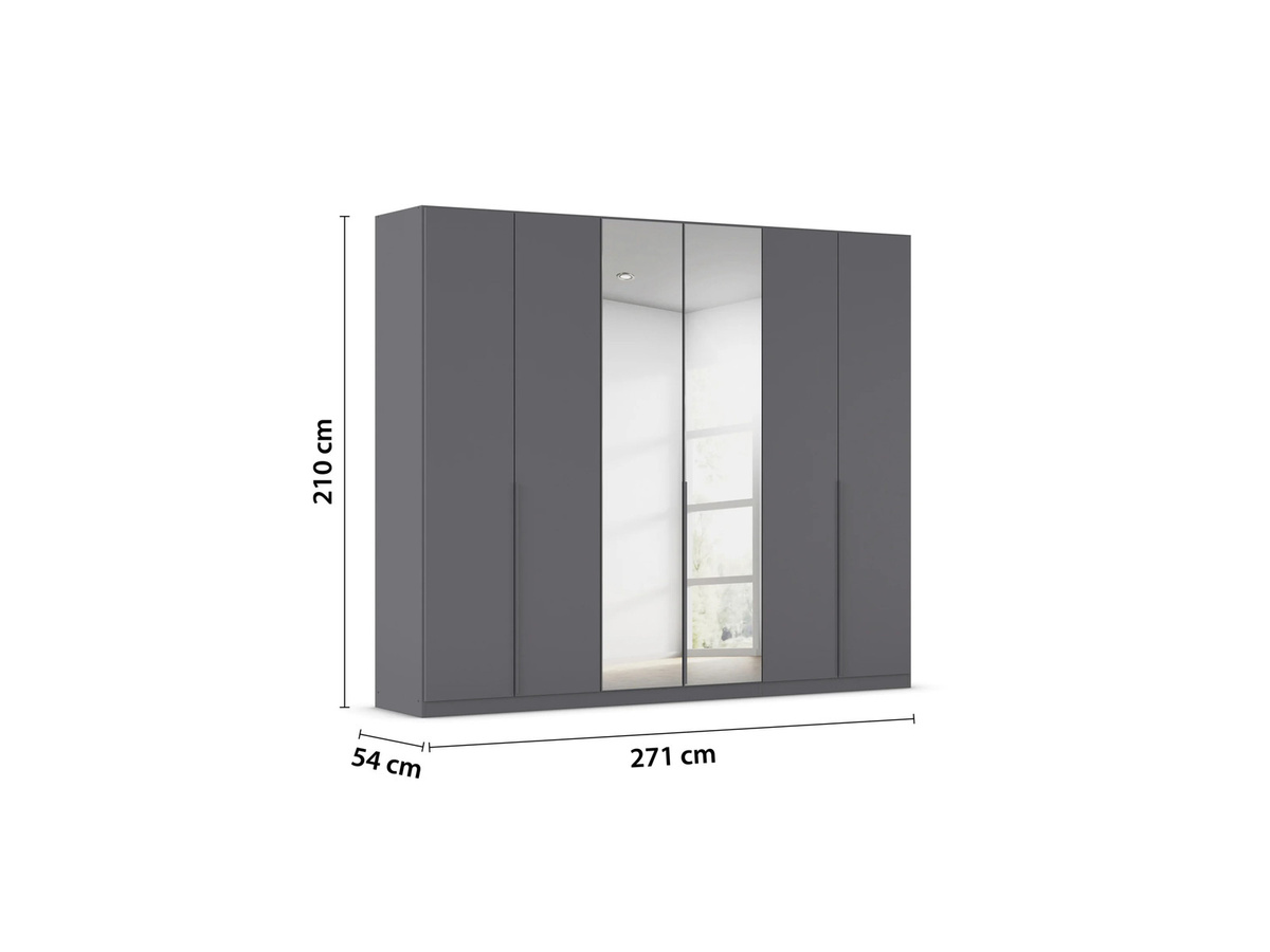 RAUCH Drehtürenschrank Alabama mit Spiegel in Graumetallic und Beige, modern mit Kleiderstange und Regalböden, B/H: 271 x 210 cm - Bild 3