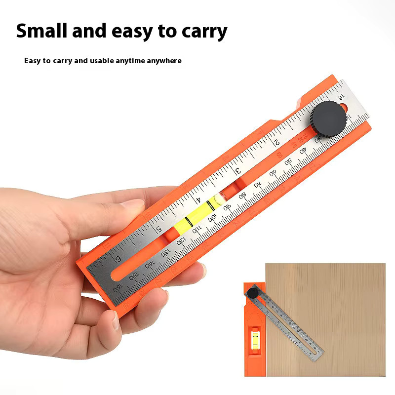 Einstellbares Multi-Rolle Tiefenmesslineal in Orange für die Holzbearbeitung als Multi-Winkel-Markierungslineal und Positionierungswerkzeug - Bild 2