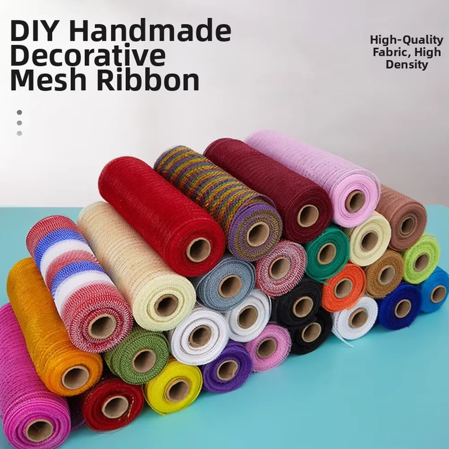 PP Mesh Ribbon Rolle für Weihnachtsdekoration und DIY-Bastelarbeiten, Breite: 15,24 cm, Länge: 9,14 m - Bild 1