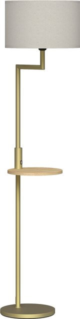 HOMCOM Stehlampe Modern mit Regal in Gold mit USB-Anschluss und abnehmbarem Leinenschirm - Bild 1
