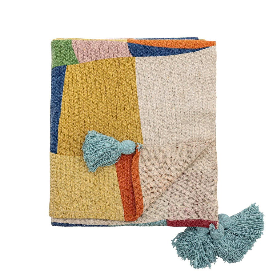 Bloomingville Mini Colorine Plaid aus recycelter Baumwolle Multicolor B/B: 130 x 160 cm - Bild 1