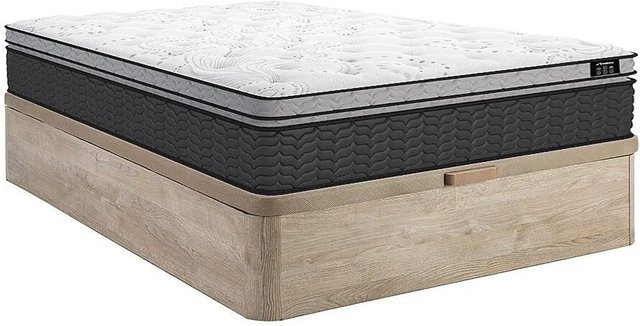 Gamiani Hybrid Bettset mit Bettgestell, Bettkasten, Lattenrost, Taschenfederkernmatratze und Topper in Naturfarben Hell, B/T/H: 140 x 190 cm - Bild 1