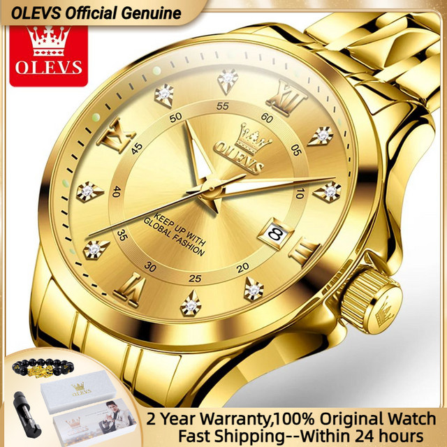 Olevs Armbanduhr, Quarz, Edelstahl, Blau, Herren - Bild 1
