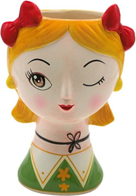 Dekohelden24 Keramik Vase Frau mit Schleife in Bunt, Pflanzgefäß und Übertopf, B/H/T: 15 x 23 x 13 cm - Bild 1