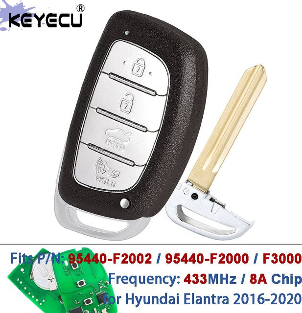 KEYECU Smart Keyless Fernbedienung Schlüssel für Hyundai Elantra 2016-2020, 433 MHz 8A Chip, Schwarz - Bild 1
