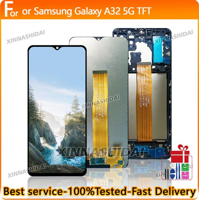 Samsung Galaxy A32 5G LCD-Display mit Rahmen und Touchscreen-Digitizer Baugruppe in Schwarz - Bild 1
