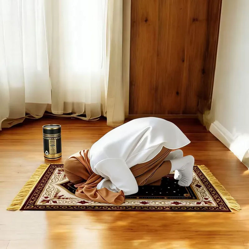VIKAMA Luxuriöse Gebetsmatte mit floralem Design, maschinenwaschbar und orientalisch im Stil - Bild 3