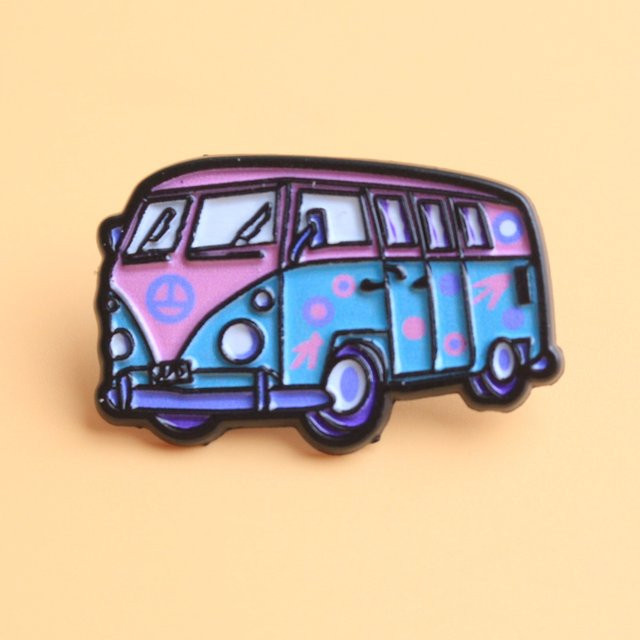 CUE PDLA Brosche, Vintage Hippie Van Emaille, Legierung Metall, Unisex - Bild 1