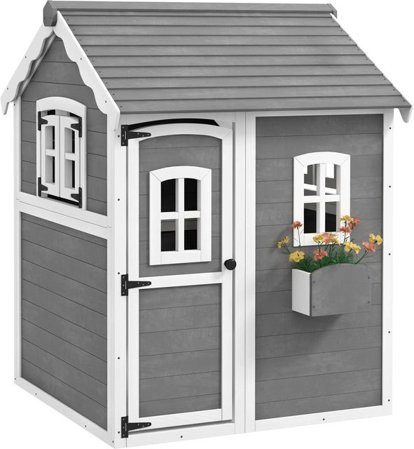 Outsunny Kinderspielhaus aus Holz mit Pflanzkasten - Bild 1