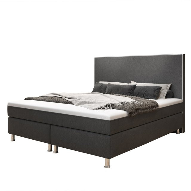 Inter Trading Boxspringbett King De Luxe in Anthrazit mit Taschenfederkern, Breite: 180 cm, Tiefe: 200 cm - Bild 1
